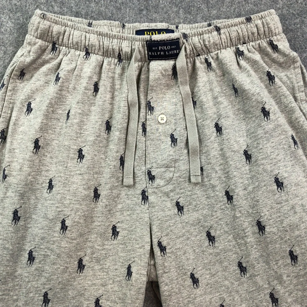 Polo Ralph Lauren Sleepwear Youth Boys Pants S Gray Logo Print Relaxed Fit